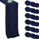 6 Pack Navy Blue Cheesecloth Table Runner 10FT Boho Cheese Cloths Gauze Fabric Table Runners 120 Inch Rustic Sheer for Wedding Birthday Party Baby Shower Holiday Home Decorations