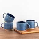 GBhome 12OZ Stackable Coffee Mugs, Ceramic Coffee Mugs with Texture Patterns for Man,Woman,Dad,Mom, Modern Coffee Mugs Set of 4 for Latte/Cappuccino/Cocoa. Dishwasher&Microwave Safe (Moonlight Blue)