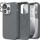 GONEZ Magnetic for iPhone 13 Pro Max Case, Compatible with MagSafe, [Screen Protector + Camera Lens Protector], Silicone Shockproof Anti-Scratch Protective Phone Case 6.7 inch, Dark Grey