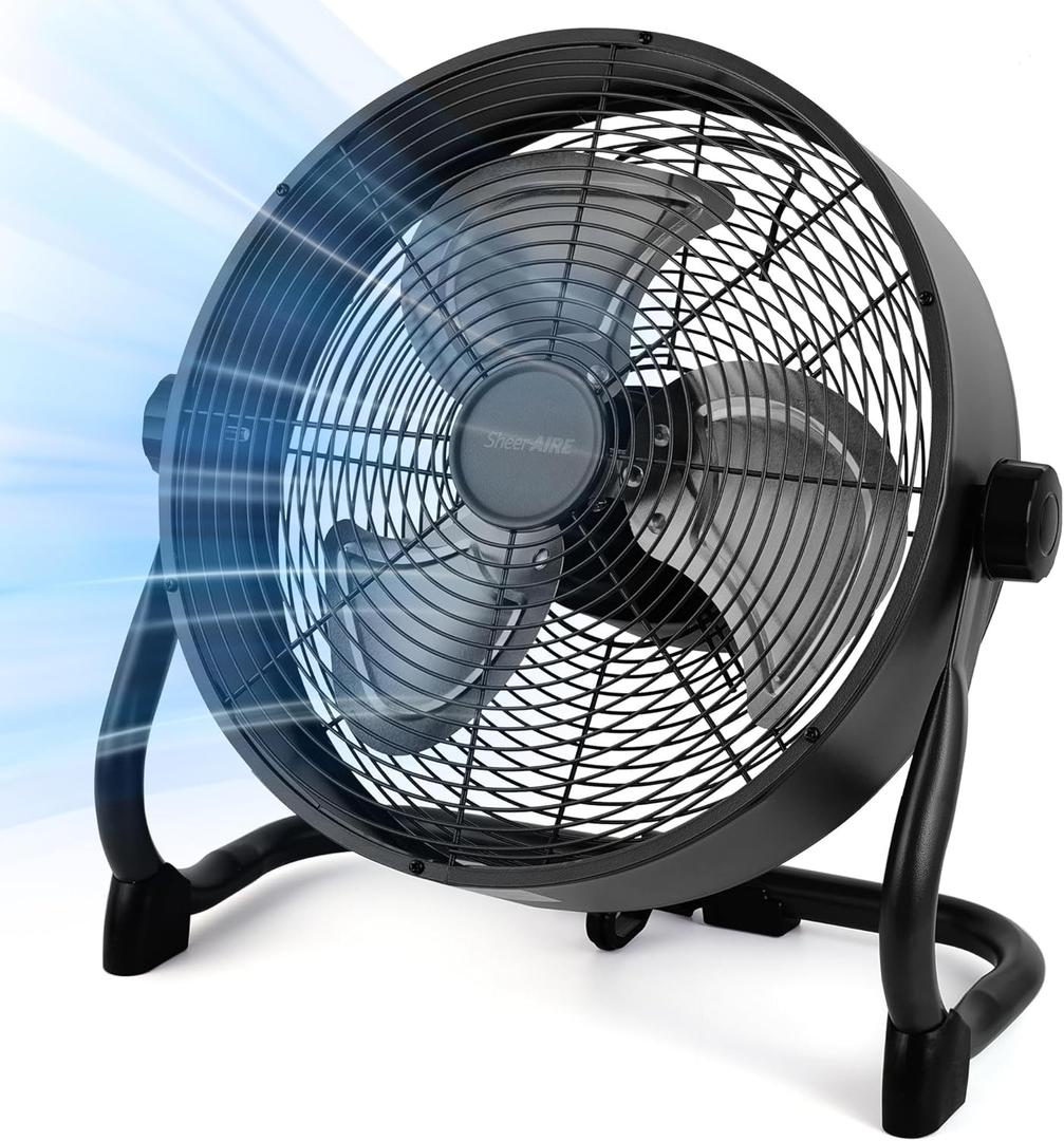 15" Rechargable Battery Operated Fan for Camping,12 Speeds Cordless Floor FanRechargeable Portable Fan for Travel Indoor Outdoor, 12000mAh, 360Manual Tilt (Dark Black)