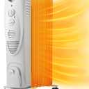 Oil Filled Radiator Heater,3 Heat Settings, Adjustable Thermostat, Portable Space heater, Quiet Heater with Tip-over & Overheating Functions(23", Grey)