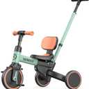 SEREED 5-in-1 Push Tricycle for Toddlers 1-4, Toddler Bike, Birthday Gift | Easy Assembly, Parent Agile Steering Push Handle, Adjustable Seat&Handlebar, Birthday Gift Toy for Boy Girl Ages 1+, Green