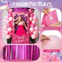35 Pcs Halloween Trunk or Treat Car Decorations Kit Hot Pink Girls Theme Trunk or Treat Decorations with Balloon and Pink Photo Props for Car Garage Door Entryway Party Decor