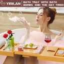 Original Wood Color Foldable Bamboo Bathtub Caddy, Bathtub Tray, Can Place Wine Glasses, Books, Mobile Phones Multifunctional Bath Tub, Suitable for Gifts in Various Festivals