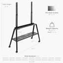 VIVO Rolling Artistic Easel 49 to 75 inch LED LCD Screen Mobile Studio TV Display Stand, Wood Accessory Shelf, Adjustable TV Mount with 4 Legs, Black, STAND-TV75RB