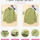 Dokotoo Womens Corduroy Button Down Shirts Boyfriend Long Sleeve Oversized Blouses Tops (Green, S)