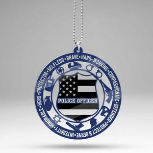 2 x Police Car Hanging Ornament, Officer Pendant for Rear View Mirror, Cop Retirement Gift, Graduation Gifts for Policeman Women Man (1)