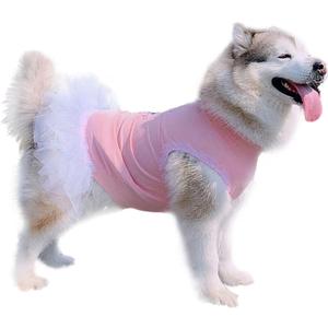 Pink Dog Dresses Girl,Fashion Sweet Cute Sleeveless Lace Princess Wedding Birthday Tutu Skirt for Female Dogs, 3XL