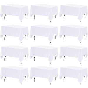 12 Pack White Table Cloths for 6ft Rectangle Tables, 60x102 Inch Tablecloth