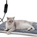 Rest-Eazzzy Heating Pad for Cats, Warming Mat with Removable Cover, 5 Level Timer & Temperature, Indoor Cat Bed, Pure-Grey, M, 1 Pack