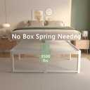 VYM 16 Inch Bed Frame Queen Size, Heavy Duty Platform Bed Frame Support 3500 LBS, No Box Spring Needed, DIY Headboard, Anti-Slip Mattress Stopper, Round Corner Leg, Easy Assembly, White