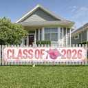 Class of 2026 Graduation Yard Sign Banner Decorations Pink Floral 2026 Grad Yard Sign Backdrop for High School Graduation College Ceremony Party Supplies Decor Photo Props Outdoor Indoor