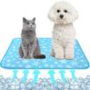 NACOCO Summer Pet Cooling Mat - Cat Dog Cushion Pad Sleeping Cool Snowflake Comfortable Soft for Pets Kids and Adults (Blue Snowflake, M) (M: 19.5" x 27.5'')