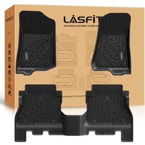 LASFIT Floor Mats for Jeep Wrangler JL 2018-2025 2026 Unlimited 4 Door Gas/MHEV Type (Not Fit for JK or PHEV) All Weather TPE Custom Fit Car Mats Floor Liners 1st & 2nd Row, Black