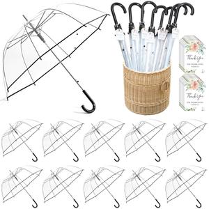 12 Pcs Wedding Favors for Guest Umbrella Gifts Bulk 52 Inch Large Dome Rain Windproof Stick Umbrellas with Thank You Tags and Rope Guest Souvenirs for Wedding Party Bridal Favors