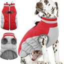 AOFITEE Dog Coat, Warm Dog Jackets for Small Dogs, Dogs Winter Coat with Harness Built in, Reflective Pet Winter Jacket, Waterproof Windproof Puppy Puffer Jacket Fleece Vest, Christmas Red XS