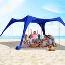 Beach Tent Sun Shelter UPF50+ with Sandbags, Sand Shovel & Windproof Poles - Portable Pop Up Canopy for Beach, Camping, Picnics, Backyard & Fishing (Royal Blue,10x10FT)