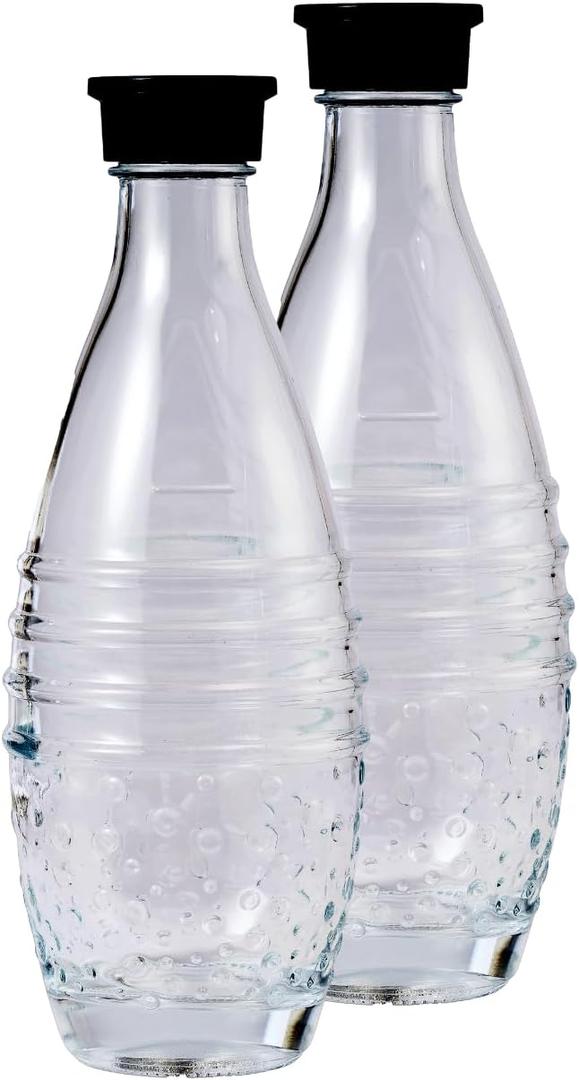 2 Glass Bottles for (NOT INTERCHANGEABLE WITH PLASTIC) SodaStream Aqua Fizz, Crystal and Penguin Carbonating Sparkling Water Machines