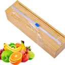 Uncle Jack Plastic Wrap Dispenser with Slide Cutter, Fit 13'' Rolls, Bamboo Aluminum Foil Dispenser with Cutter for Wax Paper, Saran Wrap