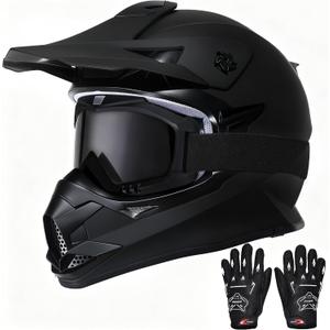 Kids Dirt Bike Helmets Youth ATV Helmet, Kids Motocross Helmet for Off Road, UTV, BMX, Street Riding Motorcycle Helmet with Goggles Gloves, DOT Approved, S