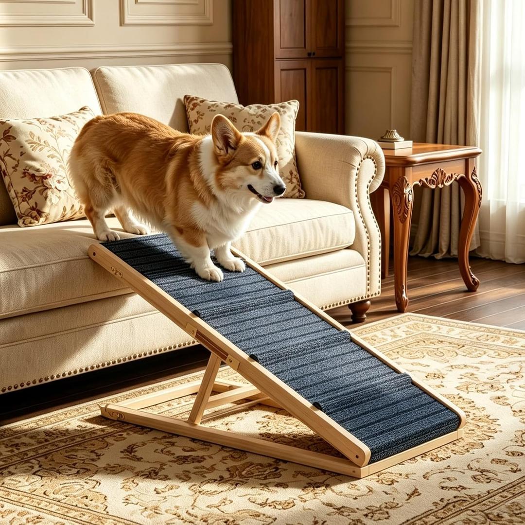 Wooden Dog Ramp for Couch, Foldable Pet Ramp for Small Dogs, 39.4" L