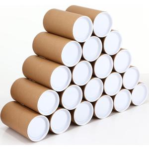 Yeaqee 20 Pack Mailing Tubes with Caps Poster Holder Tube 3 x 6 Inch Round Cardboard Mailers for Artwork Advent Calendars Classroom Craft Shipping DIY Projects Gifts Packing Maps Packaging, Brown