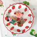 MaitianGuyou 80PCS Strawberry Party Tableware Set - 7 Inch Disposable Paper Plates and Napkins for Summer Fruit Birthday Supplies Baby Shower 1st Birthday Kids Party Decorations