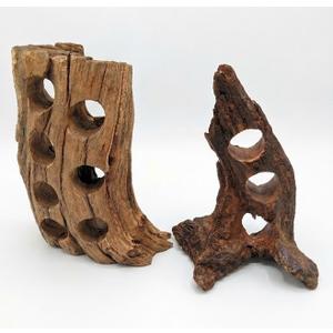 Handcrafted Natural Driftwood Organizer, Unique Rustic Wood Stand for Home Decor, Decorative Art Piece with Circular Openings, Minimalist Eco-Friendly Display Stand