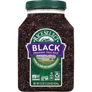 RiceSelect Black Rice, Whole-Grain Rice | Fiber-rich rice for stovetop, easy to cook, versatile pantry staple, gluten-free, vegan, kosher, non-GMO, 22-ounce jar (EXP 08/31/26)