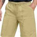 Men's Hiking Cargo Shorts Lightweight Quick Dry Athletic Stretch Shorts for Outdoor Active Zipper Pockets (L)