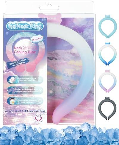 Neck Cooling Tube Wraps Ice Ring Neck Cooler Personal Ice Pack Wrap for Hot Weather Gel Reusable Wearable Gel Cooling for Summer Heat Hot Flashes Freezer Below 64.4℉