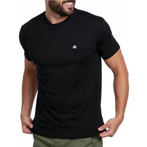 INTO THE AM Mens T Shirts Soft Cotton Blend Crew Neck Tee  Athletic Fit Plain Casual T-Shirt for Men (Black, L)