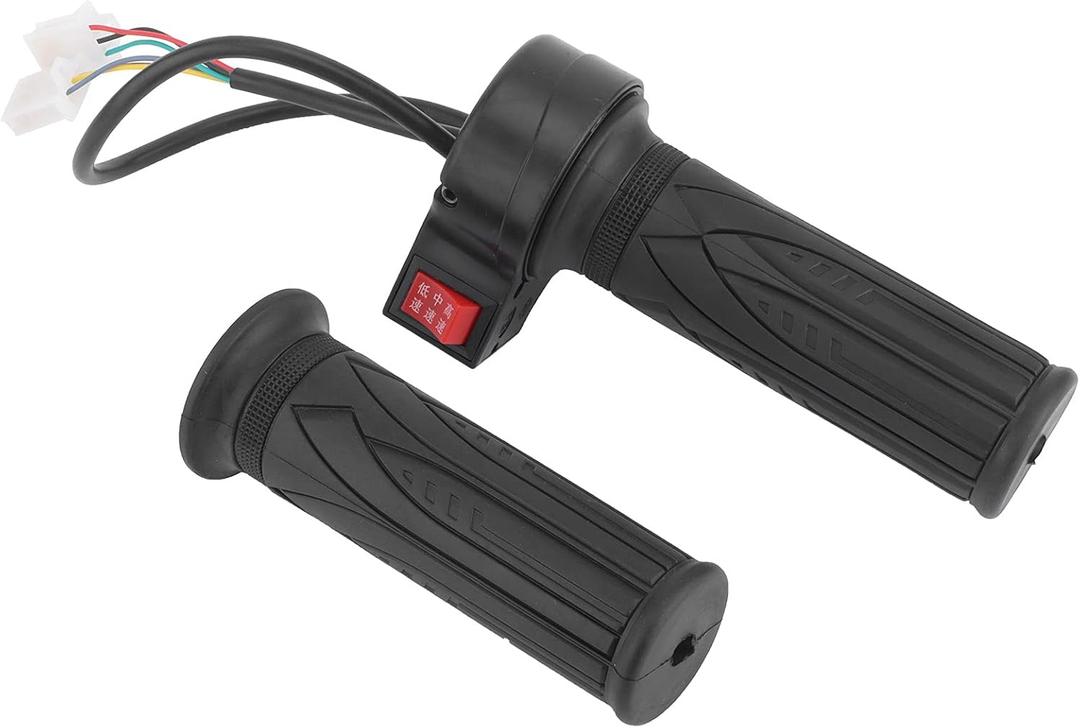1 Pair E Bike Throttle Grip, Universal Electric Bicycle Scooter Handlebar Grip Twist Throttle 3 Speed Gear Throttle Handlebar for Motorbike Motorcycle E Bike