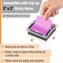 Mr. Pen- Pop Up Note Dispenser, 3" x 3", 5 Pack, Black Base, Clear Top, Sticky Note Dispenser, Sticky Note Holder for Desk