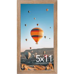 5x11 Picture Frame Rustic Brown for Wall Hanging or Tabletop, Wall Mounting Horizontally or Vertically, 5 x 11 Wall Gallery Poster Photo Frame with Shatter Resistant Plexiglass, Rustic Brown
