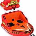 Towable Tubes for Boating - 2 & 3 Person Inflatable Boat Tube with Dual Tow Points, Speed Safety Valve, Heavy Duty Nylon Cover, EVA Foam Pads for Lake & River Water Sports