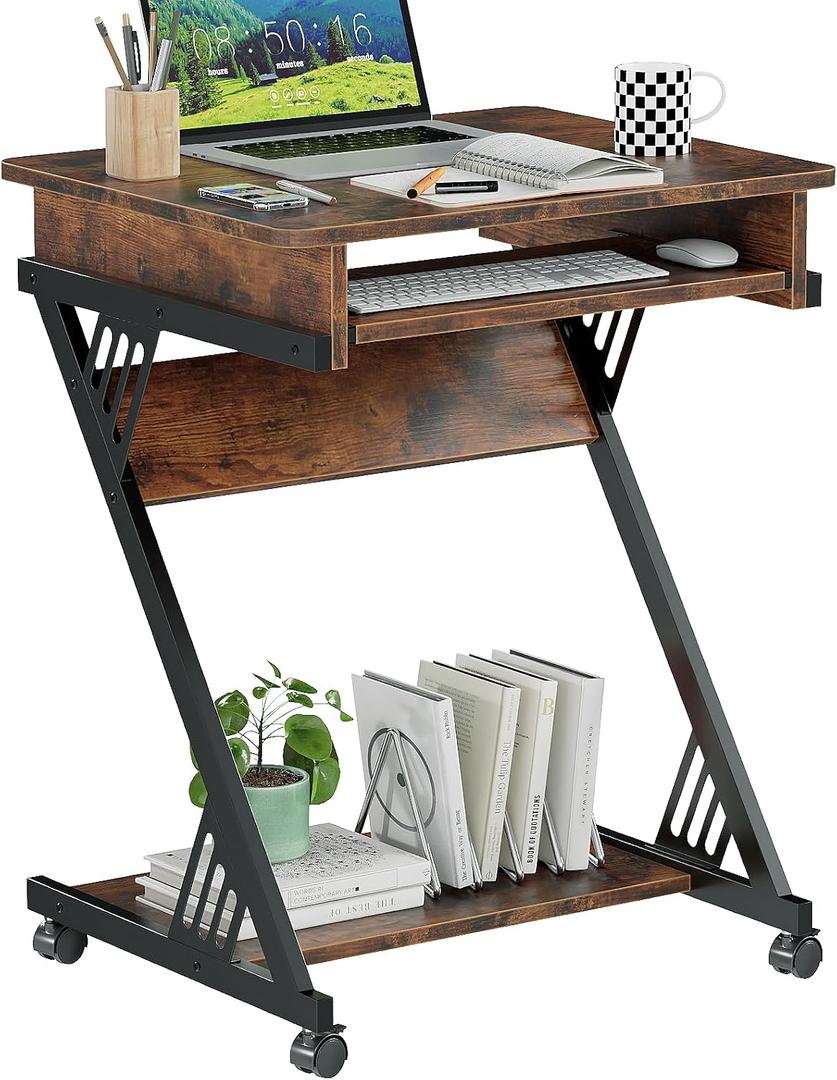 ALISENED Small Computer Desk with Keyboard Tray, Compact Desk for Bedroom, 23.6*18.9*29.5 inches