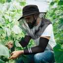 Ramede 4 Pcs Mosquito Net Hat & Arm Sleeve Safari Head Mesh Hat Sun Protection Arm Cover for Fishing Gardening Outdoor(Black) (Black)