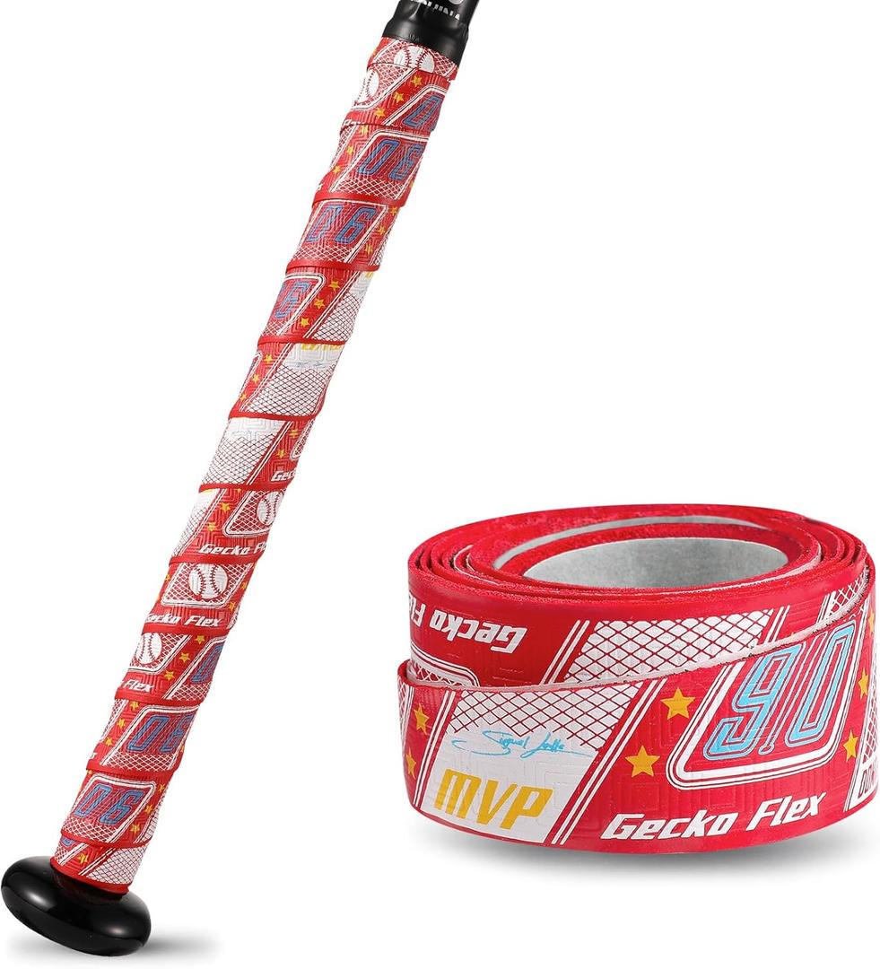 1.1mm Bat Grip Tape, Greek Key Double-Stamping Textured, Baseball & Softball Bat Tape for All-Weather Performance, Non-Slip, Precut for Easy Install