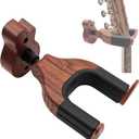 Guitar Wall Mount, Auto Lock Guitar Wall Hanger Guitar Holder Hard Wood Base in Guitar Shape Guitar Hook for for Acoustic, Electric, Classical, Bass Guitars, Guitar Accessories (Brown)
