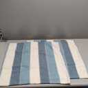 AmHoo Pack of 2 Farmhouse Stripe Check Throw Pillow Covers Set Case Cotton Linen Decorative Pillowcases Cushion Cover for Couch Bench Sofa 22x22Inch Teal Blue