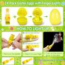 24 Pack Easter Party Favors for Kids, Easter Finger Lights Easter Basket Stuffers for Kid, Easter Egg Hunt Filling Treats Easter Basket Stuffers for Toddler Teens Boys Girls