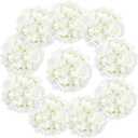 Auihiay 10PCS Hydrangea Artificial Flowers, Faux White Flowers for Wedding Centerpieces, DIY Bouquets, Bridal Shower, Floral Decor Home Decoration with Stems (VASE NOT Included) (Ivory)