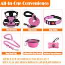 No Pull Dog Harness, Collar & Leash Set | Includes Dog Seat Belt, Collapsible Bowls & Poop Bag Dispenser. Ideal for Training, Walking, Hiking. Fits Small to Large Dogs(Pink-XL) (X-Large)