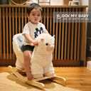 Rock My Baby Baby Rocking Horse Alpaca Llama with Chair, Plush Stuffed Animal Rocker for Toddlers 1-3, Wooden Rocking Toy Llama Animal, Cream Llama,CPC Certified, Large