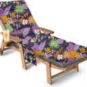 Outdoor Chaise Lounge Chair Cushion, 71 x 22 x 4.7 Inches Waterproof Chaise Lounge Cushions Thickened for Outdoor Furniture, Non-Slip Patio Lounge Chair Cushions, Purple Floral Leaf