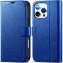 TUCCH Wallet Case for iPhone 16 Pro Max, [RFID Blocking] [4 Card Slots] Protective TPU Inner Shell, Shockproof Magnetic PU Leather Stand Flip Cover Compatible with iPhone 16 Pro Max, Klein Blue