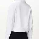 THE GYM PEOPLE Womens' Half Zip Pullover Fleece Stand Collar Crop Sweatshirt with Pockets Thumb Hole (White, S)