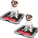 IRIS USA Pee Pad Holder for Dogs and Puppies, Potty Training Tray with Secured Latches, Non-Skid Feet, Leak Protection, Easy Clean Surface, Fits 22"x 22" Puppy Pads Size or Larger, 2 Pack, Black/Gray