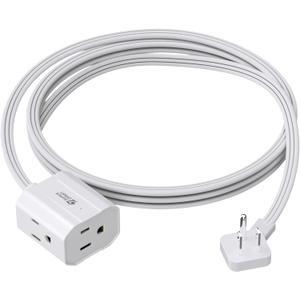 Extension Cord 6ft SUPERDANNY Mini Power Strip Ultra Right Angled Flat Plug for Tight Spaces,Indoor Extension with 3 Outlets,for Office Home Appliances,Non Surge Protector for Travel Cruise,White